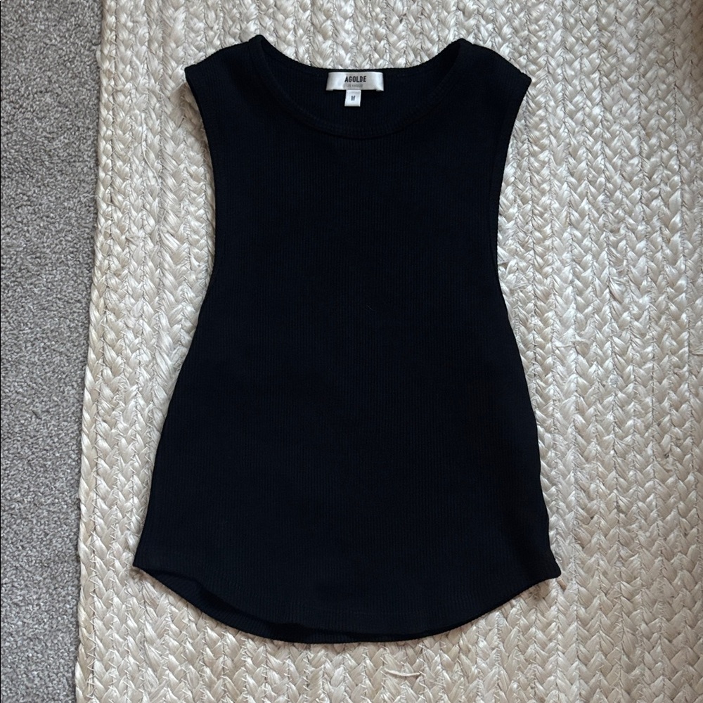 Agolde Black Ribbed Tank Top